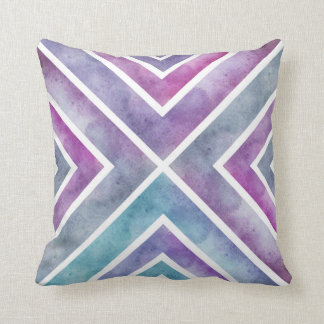 Pink Purple Watercolor Geometric Chevron Print Throw Pillow