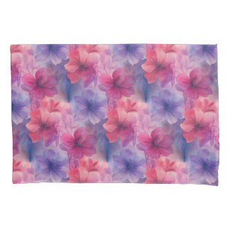 Pink & Purple Watercolor Hibiscus Floral Pillowcase