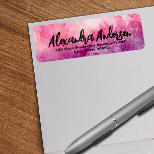 Pink Purple Watercolor Modern Trendy Script Label