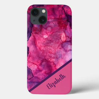 Pink Purple Watercolor Personalized iPhone 13 Case