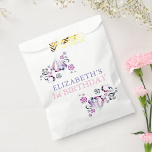 Pink Purple Watercolor She's a Gem Birthday Favour Bag