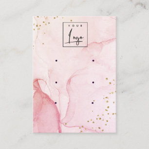 Pink Purple Watercolor Texture 3 Earring Display Business Card