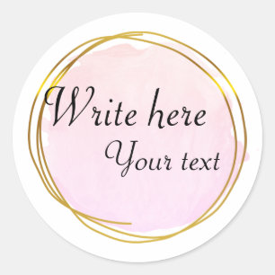 Pink Purple Watercolour Circle Gold Elegant Classic Round Sticker
