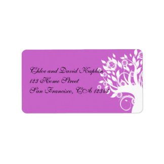 Pink Purple Wedding Address Label Tree