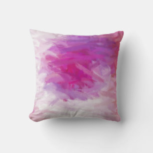Pink Purple White Abstract Art Throw Pillow