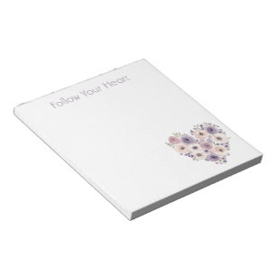 Pink Purple White Floral Heart Notepad