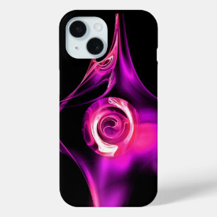 PINK PURPLE WHITE FRACTAL ROSE iPhone 15 CASE