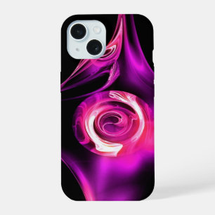 PINK PURPLE WHITE  FRACTAL ROSE iPhone 15 CASE