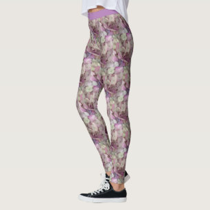 Pink, Purple, White Hydrangea Flowers  - Floral Leggings