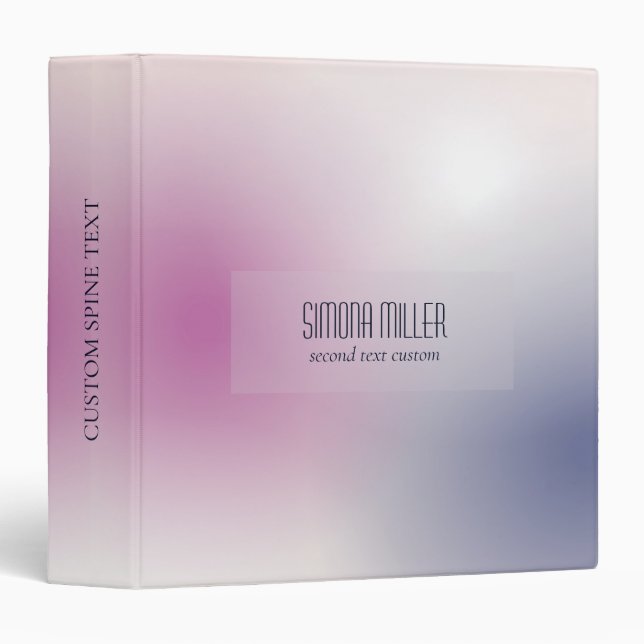 Pink Purple White Minimalist Aesthetic Gradient Binder (Front/Spine)