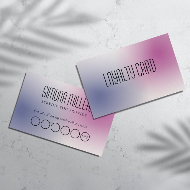 Pink Purple White Minimalist Aesthetic Gradient Business Card (Creator Uploaded)