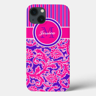 Pink Purple White Striped Damask 3 iPad Air Case