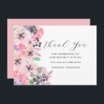 Pink Purple Wildflower 90th Birthday Thank You<br><div class="desc">A beautiful and elegant thank you card designed especially for a 90th birthday party. The elegant floral sprig contains rustic pink and purple wildflowers and sage green foliage. It is part of the Dusty Pink and Purple Wildflower 90th Birthday Collection. It contains all the items you need to create a...</div>