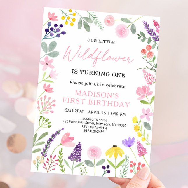 Pink Purple Wildflower Birthday Invitation (Creator Uploaded)