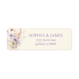 Pink Purple Wildflower Wedding Return Address