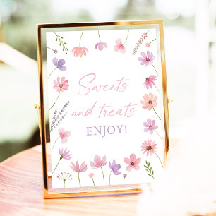 Pink Purple Wildflowers Sweet Treats Shower Sign