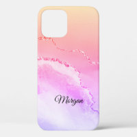 Pink, Purple & Yellow Agate, DIY Script Name Black