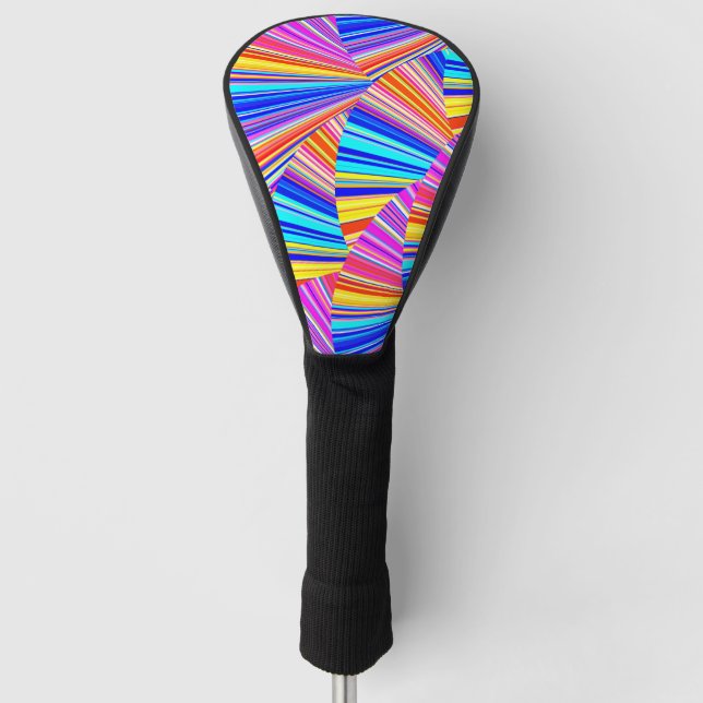 Pink Purple Yellow Blue Trendy Abstract Pattern Golf Head Cover (Front)