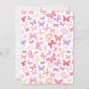 Pink Purple Yellow Butterflies Thank you note card