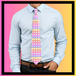 Pink Purple Yellow Circles in a Geometric Pattern Tie