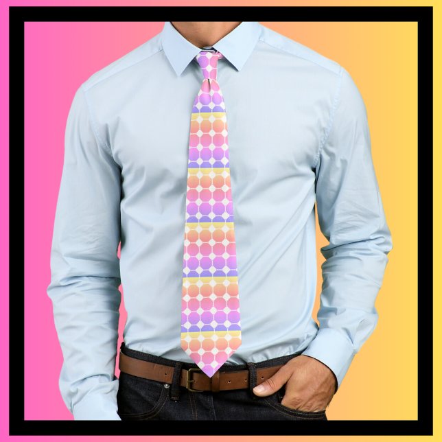 Pink Purple Yellow Circles in a Geometric Pattern Tie (Creator Uploaded)