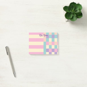 Pink Purple Yellow Colorblocks Your Name Post-it Notes