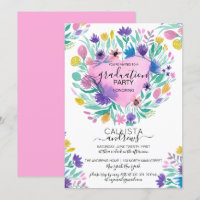 Pink Purple Yellow Heart Flowers Leaves Graduation