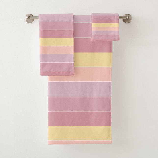 Pink Purple Yellow Modern Trendy Elegant Template Bath Towel Set (Insitu)