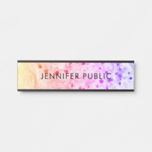 Pink Purple Yellow Orange Modern Abstract Trendy Door Sign