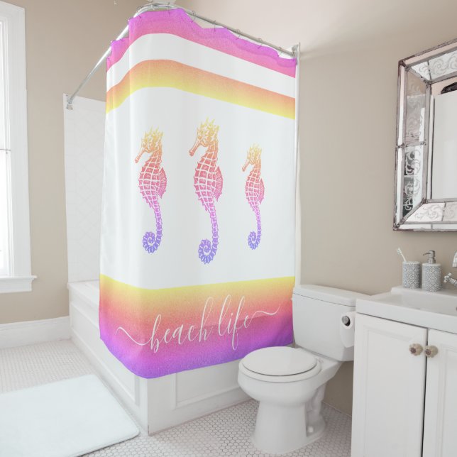 Pink purple yellow seahorse beach life script bold (In Situ)