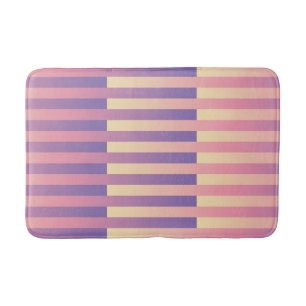Pink Purple Yellow Striped Pattern Bath Mat