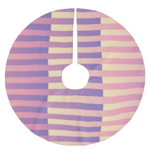 Pink Purple Yellow Striped Pattern Brushed Polyester Tree Skirt