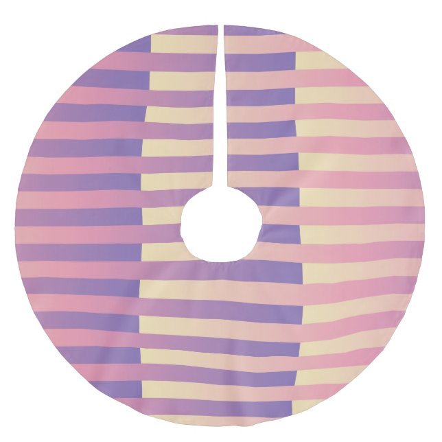 Pink Purple Yellow Striped Pattern Brushed Polyester Tree Skirt (Front)
