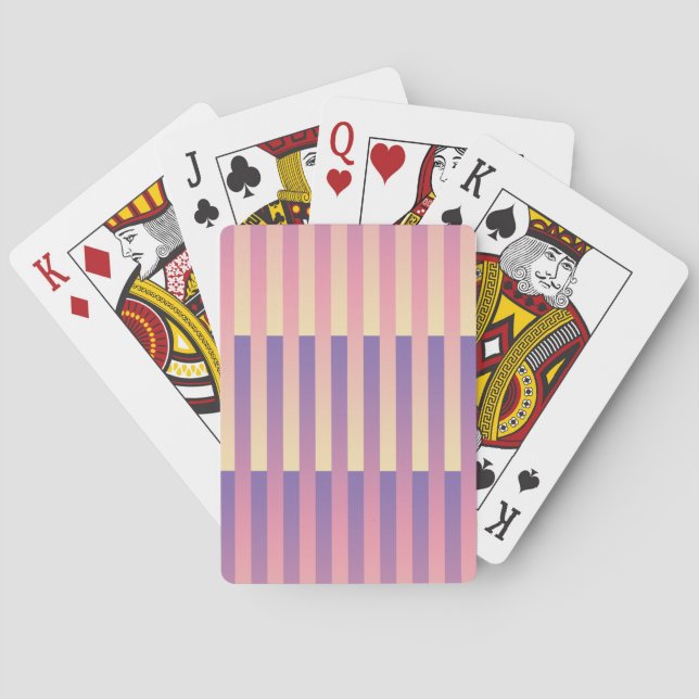 Pink Purple Yellow Striped Pattern  Playing Cards (Back)