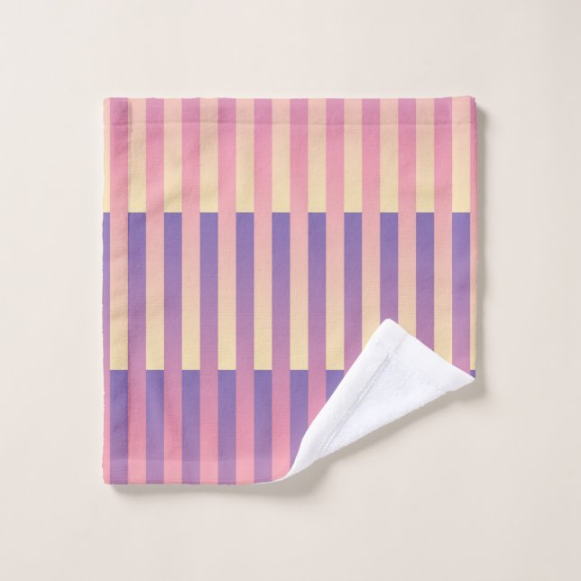 Pink Purple Yellow Striped Pattern  Wash Cloth (Wash Cloth)