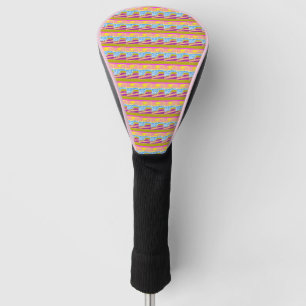 Pink Purple Yellow Sunset Boat Blue Waves Golf Head Cover