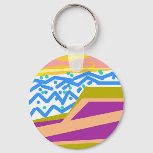 Pink Purple Yellow Sunset Yacht Keychain