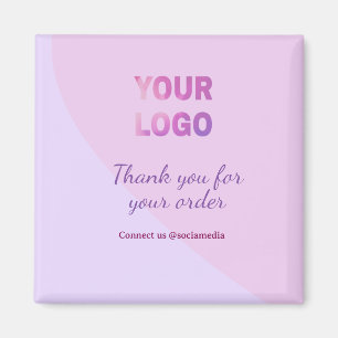 Pink purple your logo connect with us social media magnet