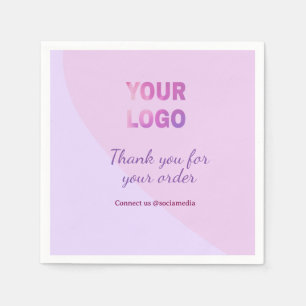 Pink purple your logo connect with us social media napkin