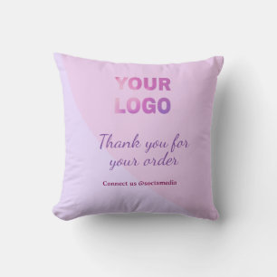 Pink purple your logo connect with us social media throw pillow