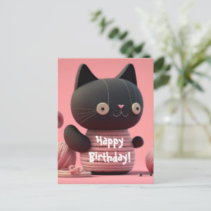 Pink "Purrfect Birthday Wishes" Cat Postcard