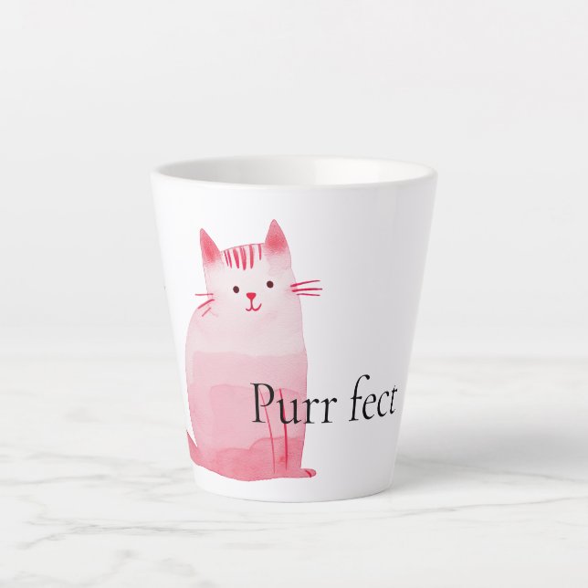Pink Purrfect Cat  Latte Mug (Front)