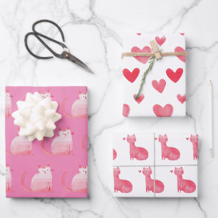 Pink Purrfect Cat  Wrapping Paper Sheet