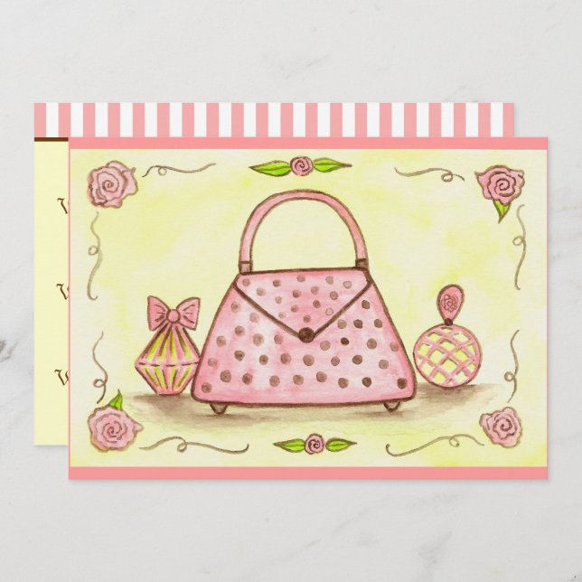 Pink Purse Birthday Shower Party Invitations (Front/Back)
