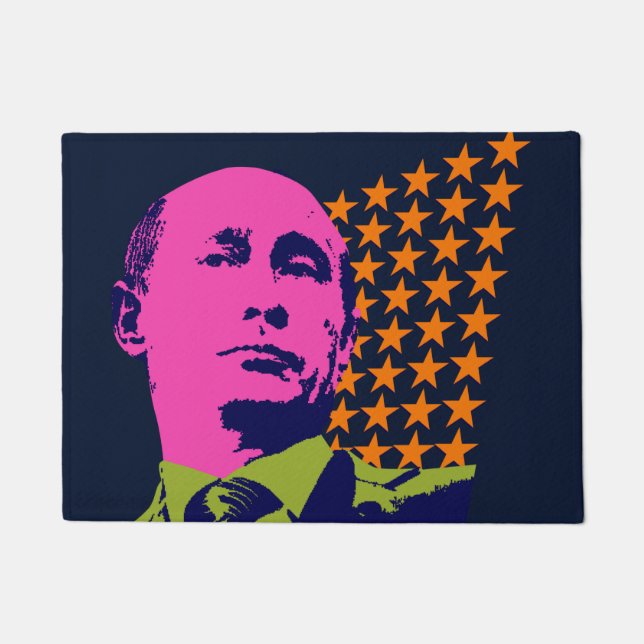 Pink Putin Pop Art Portrait Doormat (Front)