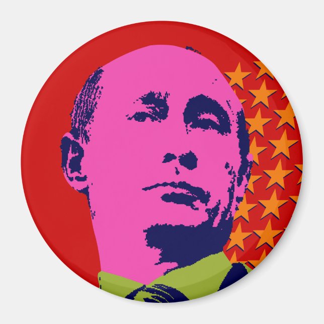 Pink Putin Pop Art Portrait Magnet (Front)