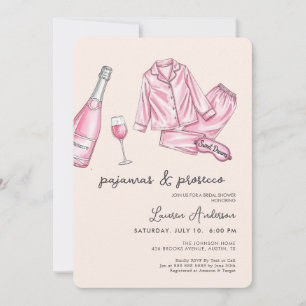 Pink Pyjamas and Prosecco Bridal Shower  Invitation