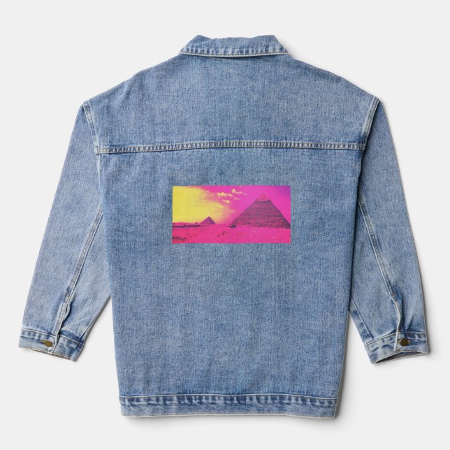 Pink Pyramids for Men T-Shirt Denim Jacket (Back)