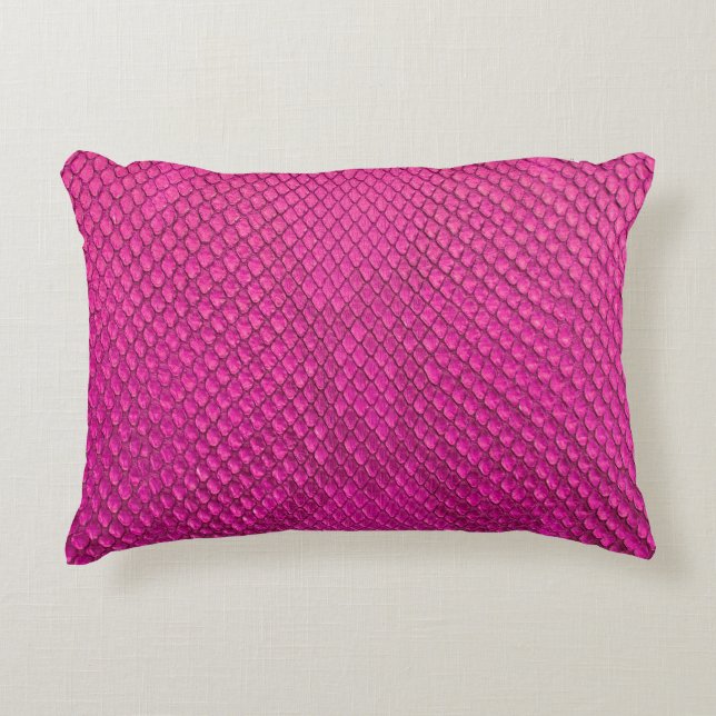 Pink python snake skin texture accent pillow (Front)
