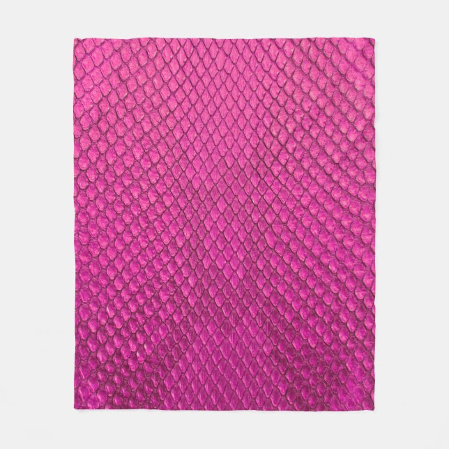 Pink python snake skin texture fleece blanket (Front)